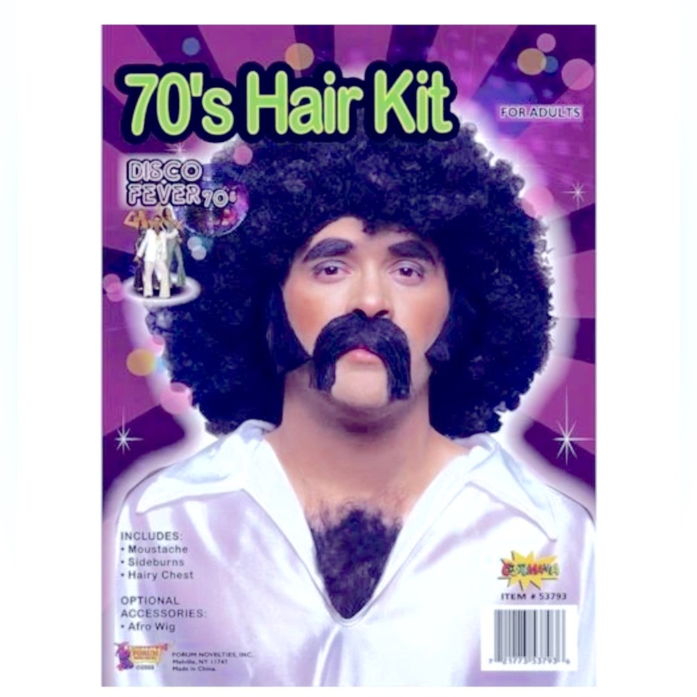 Disco 70's Hair Kit by Forum Novelties LOT 26 great for hippie costumes